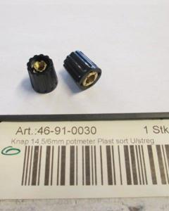 Button 14.5/6mm potmeter plastic black n/bar